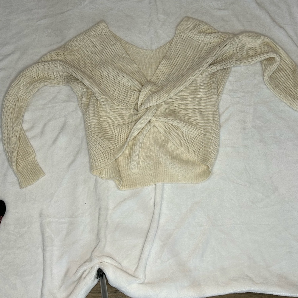 Cream Knotted Women Sweater